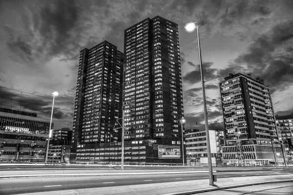 Rotterdam Netherlands May 2017 Modern Buildings City Architecture Black White — Stock Photo, Image