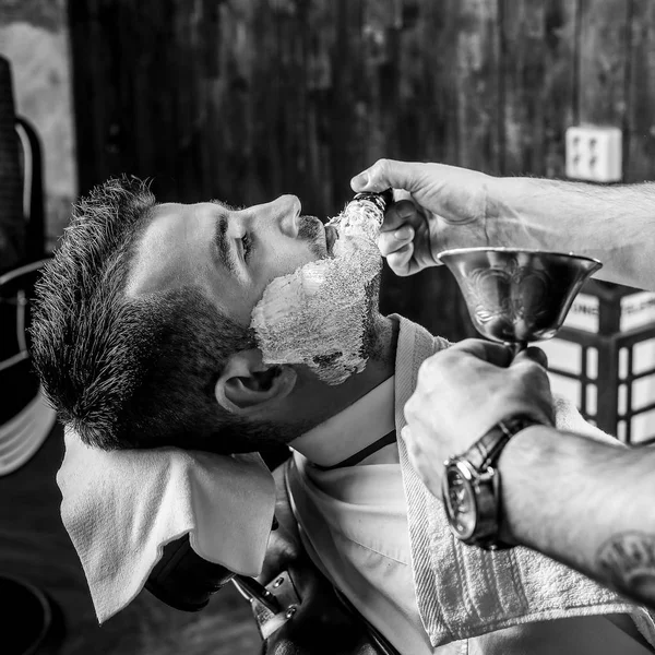 Baarden Correctie Barbershop Salon Zwart Wit Foto — Stockfoto