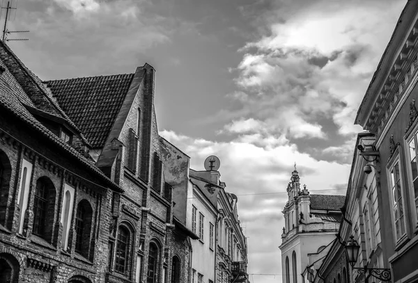 Litevská Architektura Města Vilnius Černo Bílé Fotografie — Stock fotografie