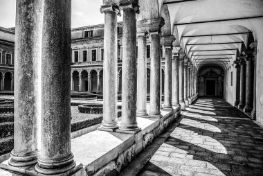 Venice, İtalya - 20 Ağustos 2016: Ünlü mimari anıtları ve cephe eski ortaçağ binaları San Giorgio Maggiore Adası yakın çekim 20 Ağustos 2016 Venedik, İtalya.
