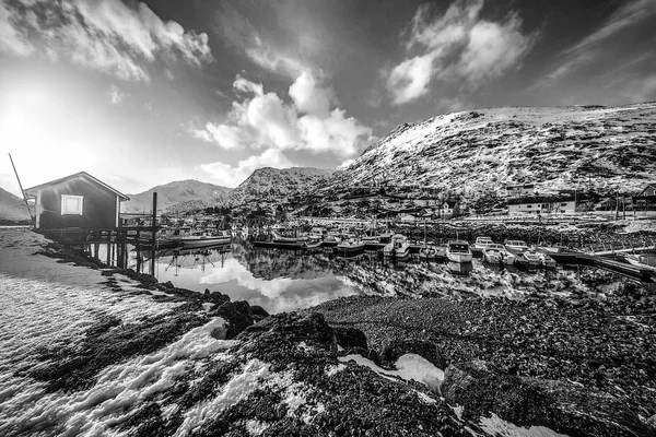 Islas Lofoten Hermoso Paisaje Blanco Negro Noruega — Foto de Stock