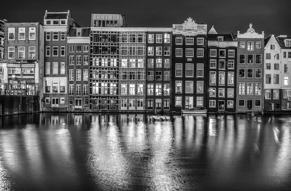 Anal Terraplenes Ciudad Amsterdam Foto Blanco Negro — Foto de Stock