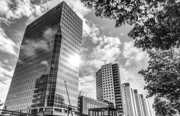 Rotterdam Hollandia 2017 Május Modern Épületek Város Építészeti Fekete Fehér — Stock Fotó