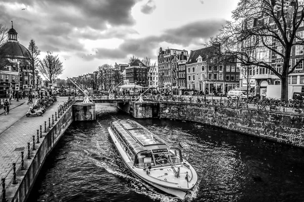 Amsterdam Holandia Stycznia 2017 Słynne Budynki Vintage Kanałach Amsterdamu Zachód — Zdjęcie stockowe