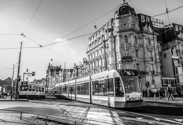Amsterdam Netherlands January 2017 Moving Tram Amsterdam City Day Time — Stock Photo, Image