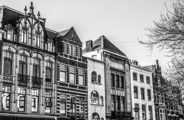 Lahey, Hollanda - 8 Mart 2016: Modern Lahey (Den Haag) siyah-beyaz fotoğraf yakın çekim 8 Mart 2016 yılında Lahey - Hollanda, şehir merkezine.