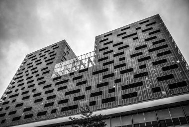 Rotterdam, Hollanda - 27 Aralık 2016: Modern binalar İş Merkezi yakın çekim modern mimarinin. Aralık ayında Rotterdam - Hollanda 27,2016.