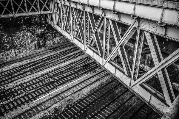 Viejas Líneas Tren Blanco Negro Foto — Foto de Stock