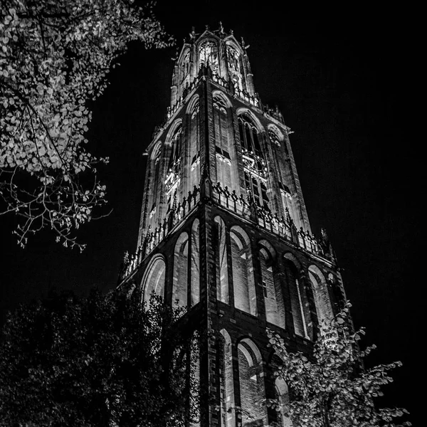 Antiga Igreja Europeia Utrecht Foto Preto Branco — Fotografia de Stock