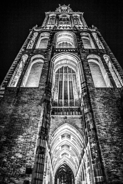 Antica Chiesa Europea Utrecht Foto Bianco Nero — Foto Stock