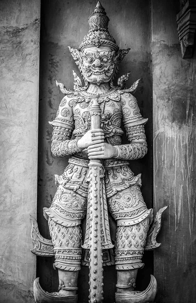 Traditionele Balinese Standbeeld Zwart Wit Foto — Stockfoto
