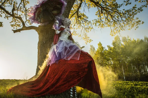 Fairy Tale Woman Stilts Bright Fantasy Stylization Fine Art Outdoor — Stock Photo, Image