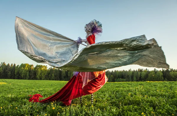 Fairy Tale Woman Stilts Bright Fantasy Stylization Fine Art Outdoor — Stock Photo, Image