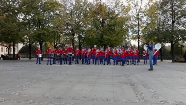 Praga República Checa Octubre 2018 Actuación Orquesta Infantil Nacional Parque — Vídeos de Stock