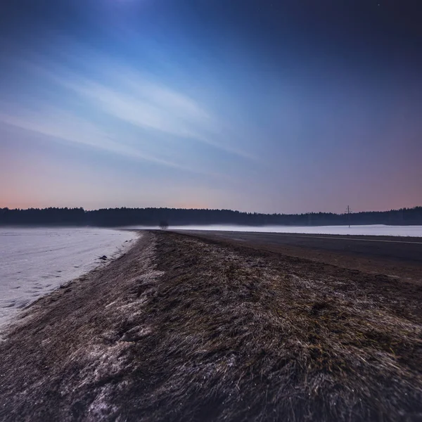 Paisagem Noturna Lua Cheia — Fotografia de Stock