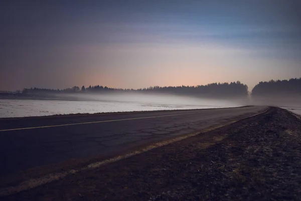 Night Landscape Winter Road — Stock Photo, Image