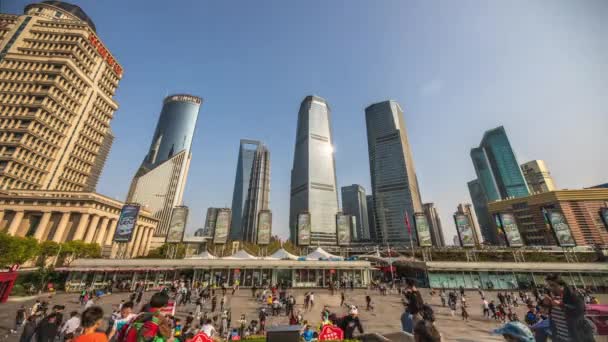 Modernas Calles Centrales Shanghái Edificios Gran Altura Durante Día Tiempo — Vídeo de stock