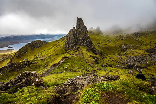 Starý Muž Storr Ostrově Skye Skotsku Horská Krajina Mlhavé Mraky — Stock fotografie