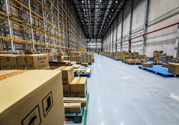 BEIJING, CHINA - JUNE 03, 2019: Modern automation of warehouse production in China.