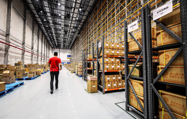 BEIJING, CHINA - JUNE 03, 2019: Modern automation of warehouse production in China.