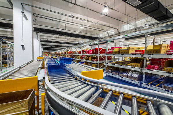 BEIJING, CHINA - JUNE 03, 2019: Modern automation of warehouse production in China.