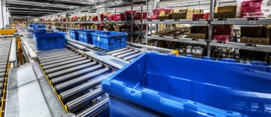 BEIJING, CHINA - JUNE 03, 2019: Modern automation of warehouse production in China. clipart