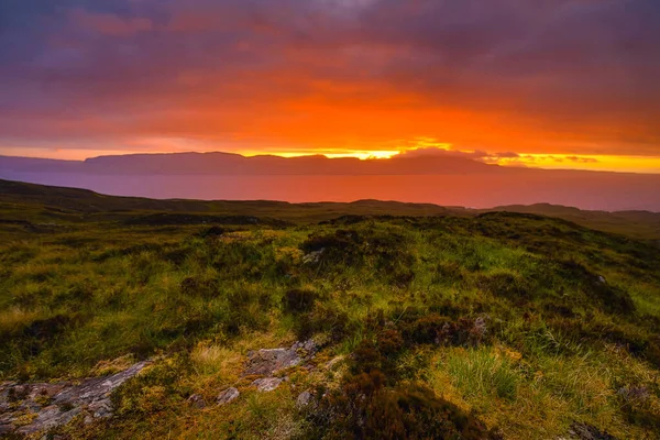 Hermoso Paisaje Escénico Escocia Naturaleza Con Hermoso Sol Noche Puesta — Foto de Stock