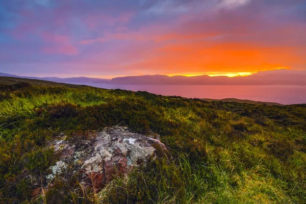 Vackert Naturskönt Landskap Skottland Natur Med Vacker Kväll Sol Nedgång — Stockfoto