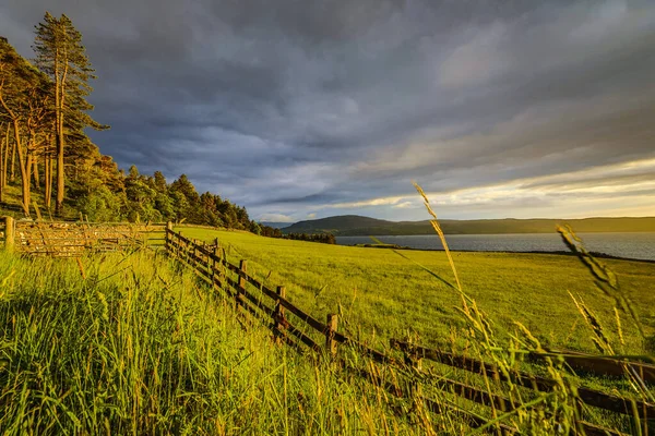 Beau Paysage Pittoresque Écosse Nature Avec Beau Coucher Soleil Soir — Photo