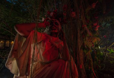 Santa Muerte 'nin muhteşem stili - Kutsal Ölüm - modern dini tarikat. Sanat Peri Masalı Fotoğrafı.