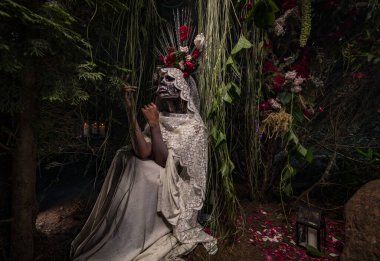 Santa Muerte 'nin muhteşem stili - Kutsal Ölüm - modern dini tarikat. Sanat Peri Masalı Fotoğrafı.