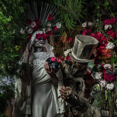 Santa Muerte 'nin muhteşem stili - Kutsal Ölüm - modern dini tarikat. Sanat Peri Masalı Fotoğrafı.