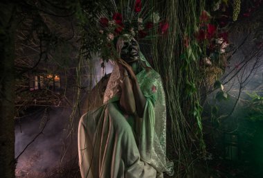 Santa Muerte 'nin muhteşem stili - Kutsal Ölüm - modern dini tarikat. Sanat Peri Masalı Fotoğrafı.