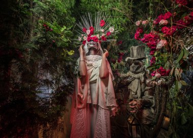 Santa Muerte 'nin muhteşem stili - Kutsal Ölüm - modern dini tarikat. Sanat Peri Masalı Fotoğrafı.