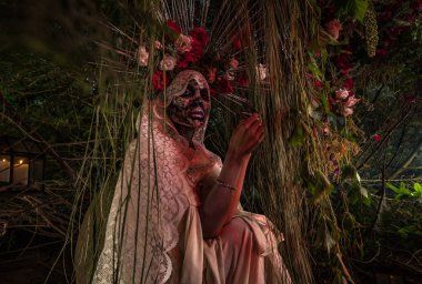 Santa Muerte 'nin muhteşem stili - Kutsal Ölüm - modern dini tarikat. Sanat Peri Masalı Fotoğrafı.