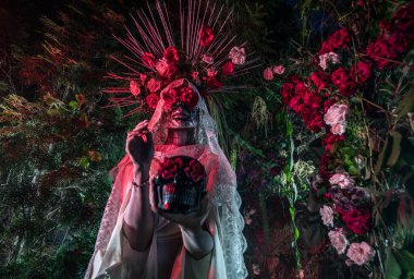 Santa Muerte 'nin muhteşem stili - Kutsal Ölüm - modern dini tarikat. Sanat Peri Masalı Fotoğrafı.