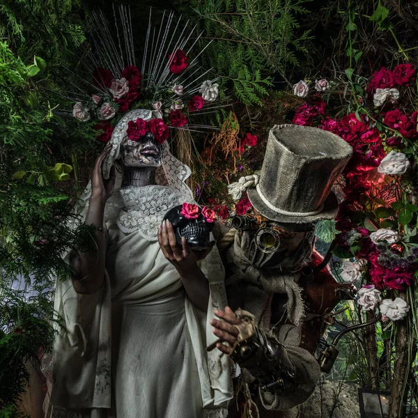 圣Muerte的奇形怪状化-神圣死亡-现代宗教崇拜.概念艺术童话故事照片. — 图库照片