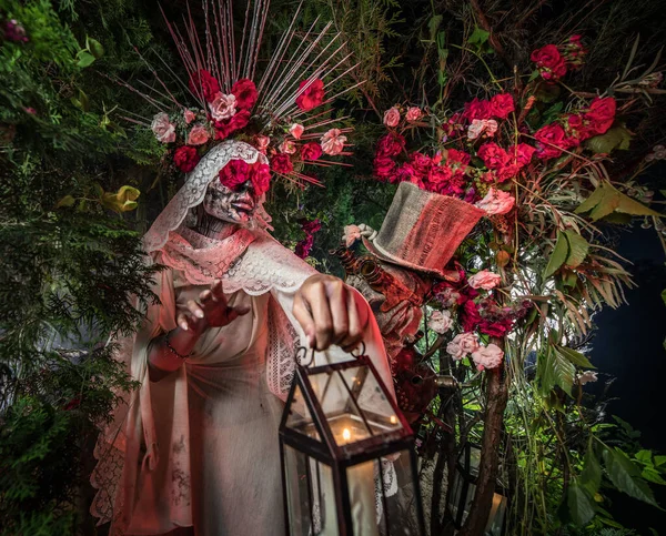 Fabelachtige stylization van Santa Muerte - Heilige Dood - moderne religieuze cultus. Onderwerp Kunst sprookje foto. — Stockfoto