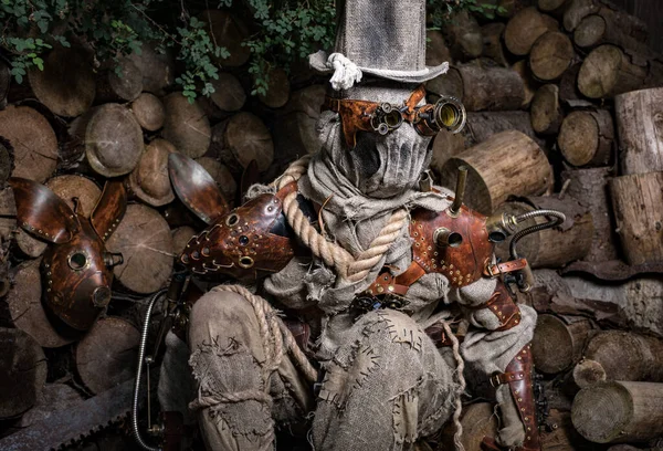 Futurisztikus karakter cyborg zaklató. Art Photography steampunk stílusban. — Stock Fotó