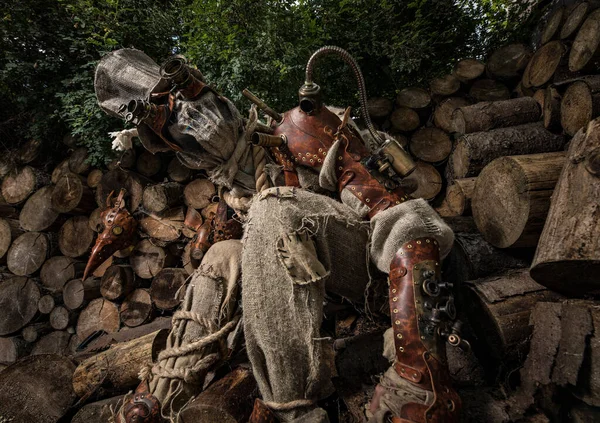 Acosador cyborg de carácter futurista. Arte Fotografía en estilo steampunk . —  Fotos de Stock