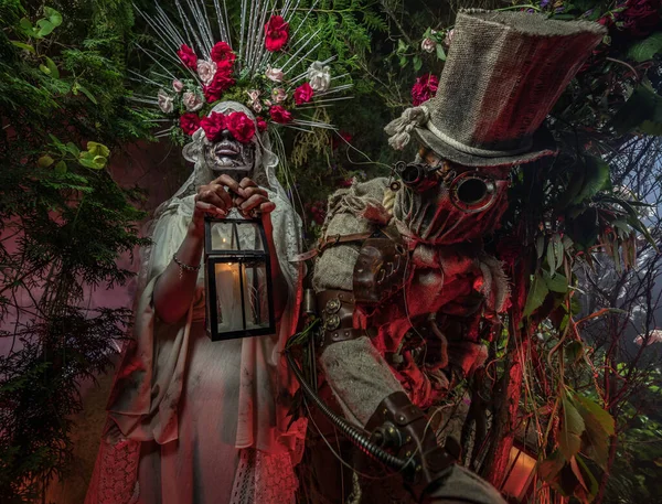 Fabulosa estilização de Santa Muerte - Santa Morte - culto religioso moderno. Conceito Arte conto de fadas foto . — Fotografia de Stock