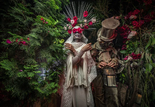 Fabulous stylization of Santa Muerte - Holy Death - modern religious cult. Concept Art fairy tale photo. — Stock Photo, Image