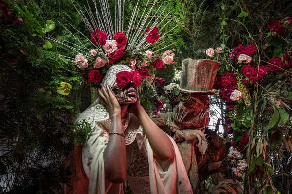 Fabulosa estilização de Santa Muerte - Santa Morte - culto religioso moderno. Conceito Arte conto de fadas foto . — Fotografia de Stock