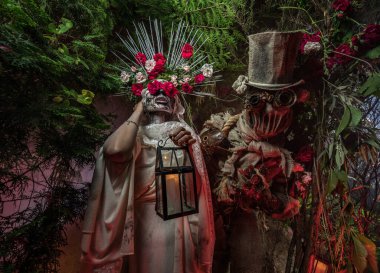 Santa Muerte 'nin muhteşem stili - Kutsal Ölüm - modern dini tarikat. Sanat Peri Masalı Fotoğrafı.