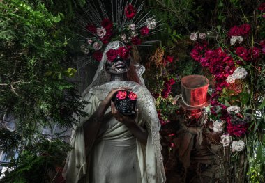 Santa Muerte 'nin muhteşem stili - Kutsal Ölüm - modern dini tarikat. Sanat Peri Masalı Fotoğrafı.
