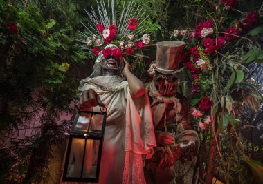Santa Muerte 'nin muhteşem stili - Kutsal Ölüm - modern dini tarikat. Sanat Peri Masalı Fotoğrafı.