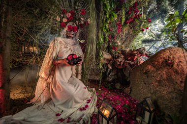 Santa Muerte 'nin muhteşem stili - Kutsal Ölüm - modern dini tarikat. Sanat Peri Masalı Fotoğrafı.