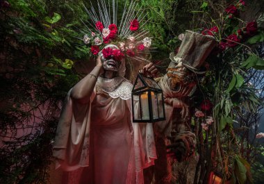 Santa Muerte 'nin muhteşem stili - Kutsal Ölüm - modern dini tarikat. Sanat Peri Masalı Fotoğrafı.