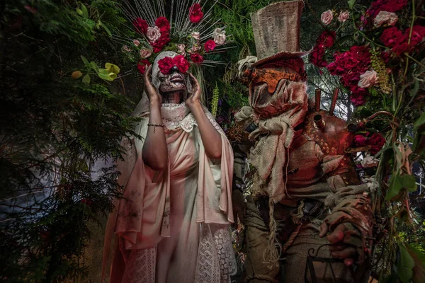 Fabulosa estilização de Santa Muerte - Santa Morte - culto religioso moderno. Conceito Arte conto de fadas foto . — Fotografia de Stock