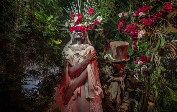 Fabelachtige stylization van Santa Muerte - Heilige Dood - moderne religieuze cultus. Onderwerp Kunst sprookje foto. — Stockfoto